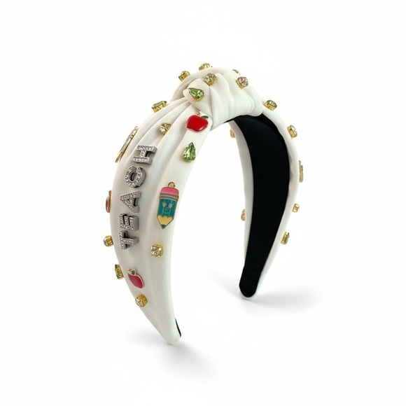 White Headband with Teacher Theme Embellishments main image 4